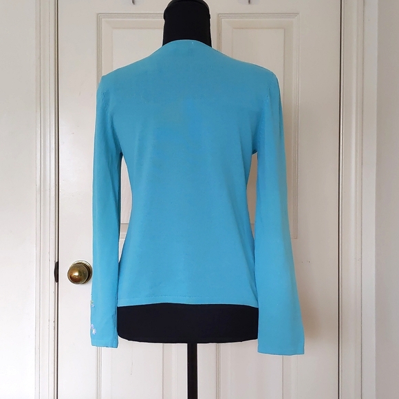 Cotton and Rayon Multi Color Flowers Embroidered Knit Cardigan and Cami Set. - Picture 2 of 8